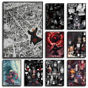 W-Akatsukis-e-Itachis-Uchihas-r Poster Posters Living Room Quality Canvas Vintage Style Painting Home Wall Decor Picture