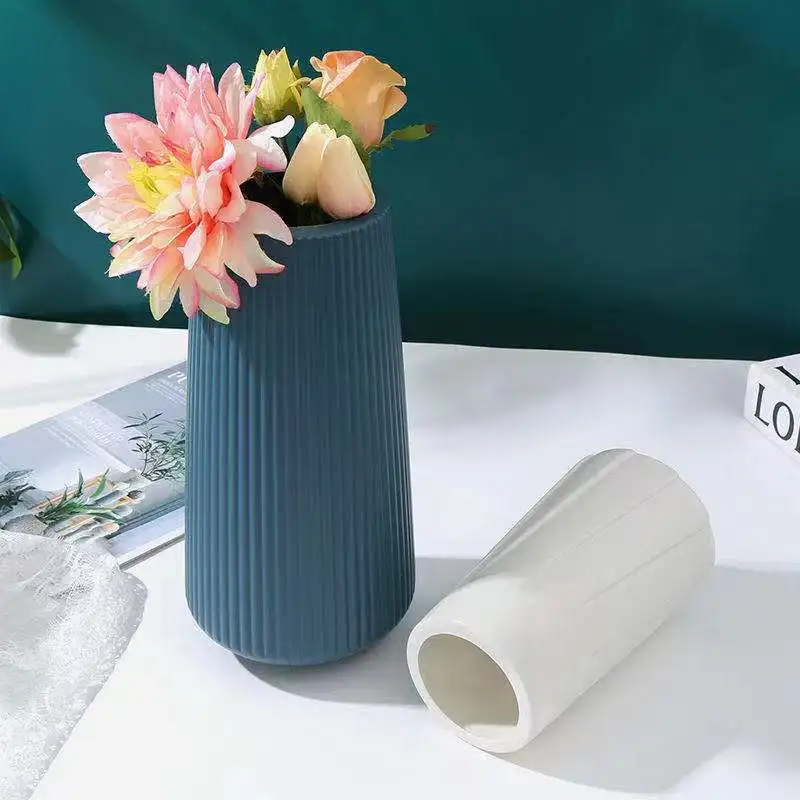 Morandi Plastic Vase Living Room Decoration Ornaments Modern Origami Plastic Vases for Flower Arrangements Home Decoration - Image 2