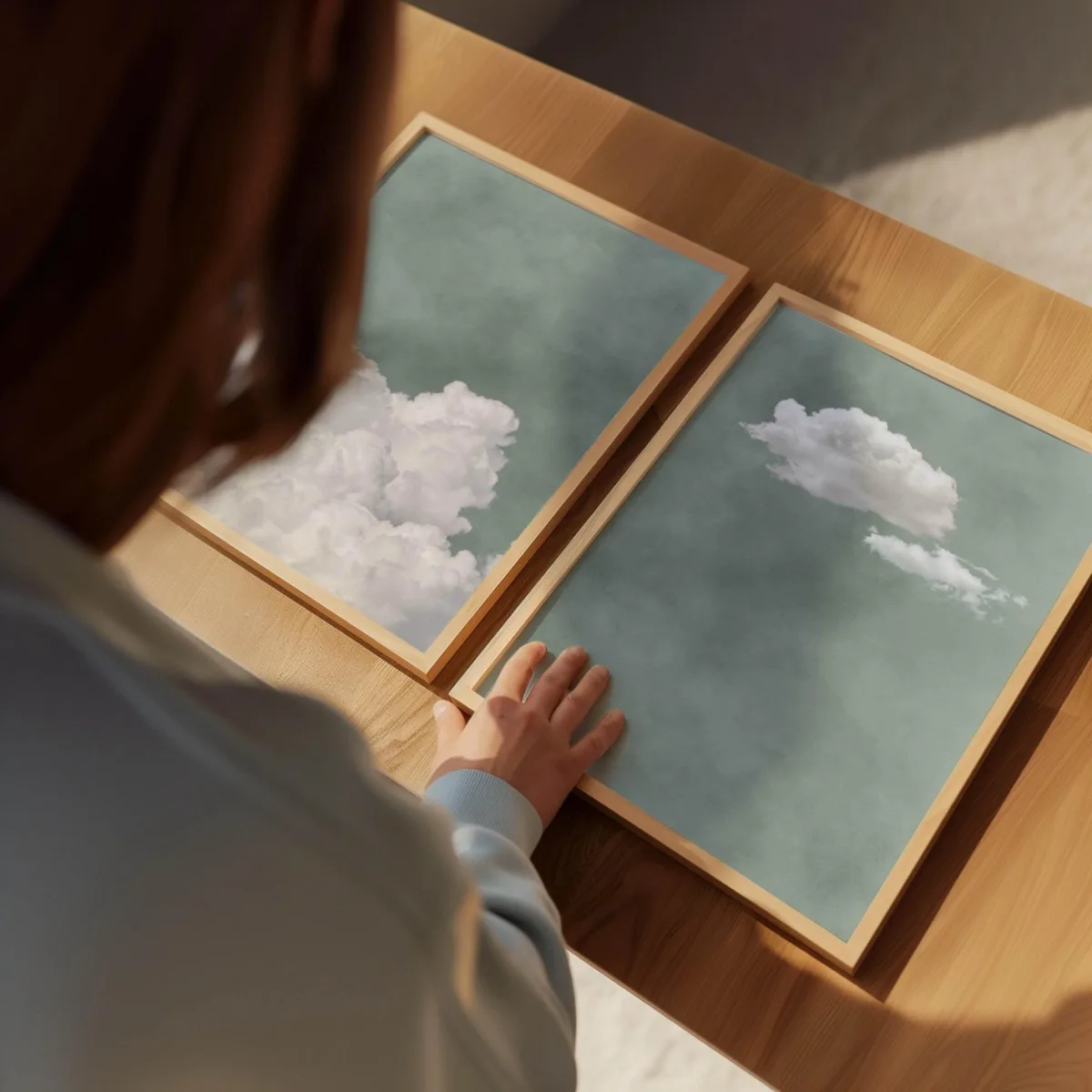 2pcs/set Sage Green Cloud Sky Abstract Canvas Print Poster Modern Minimalist Art Prints Home Decor Wall Art Poster Gift-unframed - Image 4