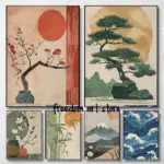 Minimalist Zen Japanese Style Bonsai Beige Wabi Sabi Japandi Art Poster Canvas Painting Wall Prints Picture for Room Home Decor