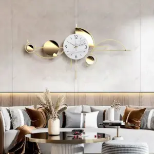 Modern Silent Wall Clock No Drilling Required Stylish Living Room Bedroom Decor Luxury Timepiece