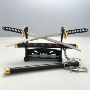 8 Styles Super Warrior Samurai Sword Small Ornament Scabbard Katana Sabre Buckle Anime Cosplay Toy Prop Home Decoration N842