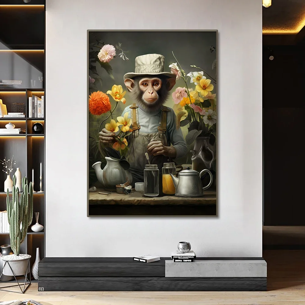 Nordic Gorilla Wear Suit Wall Art Canvas Painting Abstract Aesthetics Animal Monkeys Poster Print Picture for Modern Home Decor - Image 4