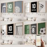 3pcs Personalized Custom Name Cartoon football Wall Art Print Picture Canvas Poster Painting For Living Room Home Decor
