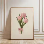 Large Coquette Tulips Bouquet Posters Prints, Pink Girly Aesthetic Wall art, Room Decor Y2k Cute Girly Home Decor No Frame