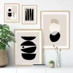 Abstract Geometric Beige Black Boho Minimalist Poster Canvas Painting Print Wall Art Pictures Living Room Modern Home Decoration