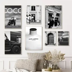 Super Car Luxury Fashion Store Black White Wall Art Canvas Painting Nordic Posters And Prints Wall Pictures Living Room Decor
