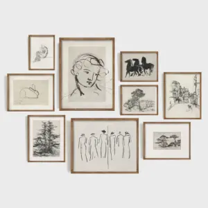 Vintage Sketch Print Canvas Painting Neutral Eclectic Gallery Wall Art Livingroom Home Decor Retro Art Minimalist Decor Posters