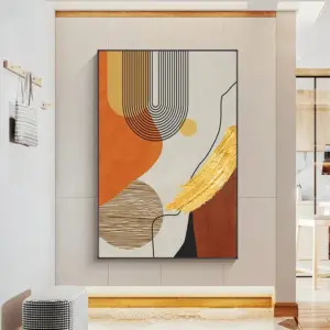 Golden Luxury Abstract Line Canvas Painting Large Size Nordic Wall Art Pictures for Living Room Modern Home Decor Poster Print