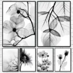 Black and white plant flowers, HD canvas print wall art poster, suitable for home, living room, room, bar decoration