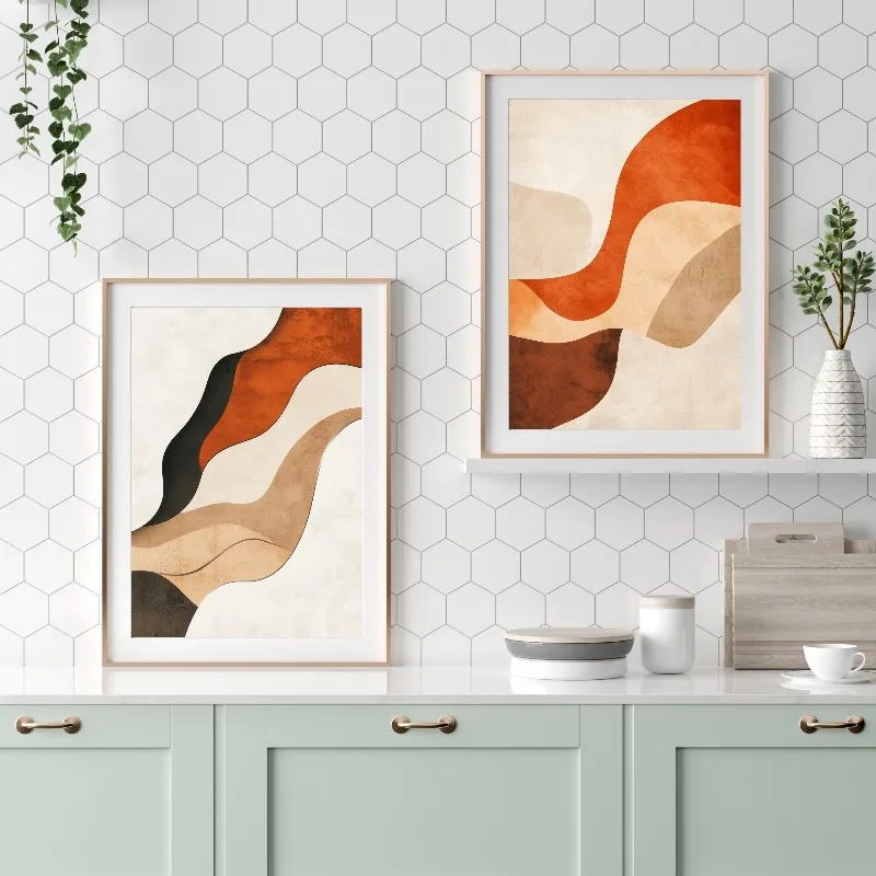 Minimalist Boho Neutral Nature Wall Art Prints Abstract Landscape Ocean Forest Mountain Botanical Sunrise Sunset Decor for Home - Image 3