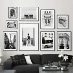 Parisian Chic Fashion Girl Canvas Print - Black & White Champs Elysees Poster for Living Room Wall Decor