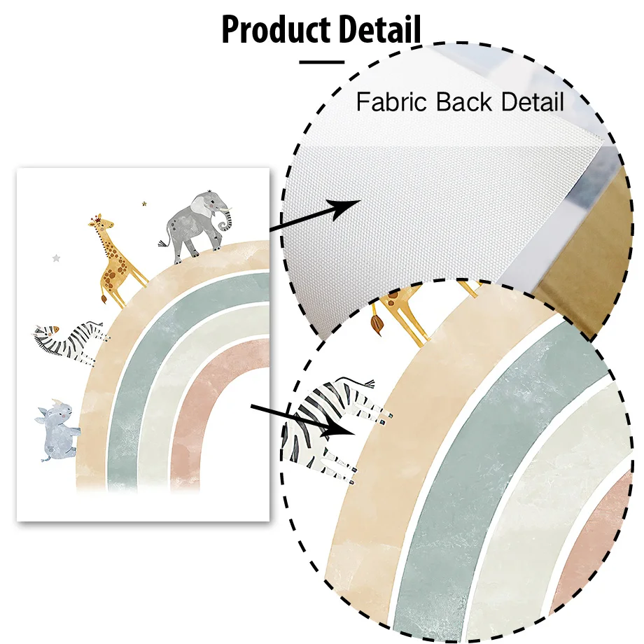 Rainbow Lion Giraffe Zebra Balloon Custom Name Nursery Wall Art Canvas Painting Posters And Prints Pictures Baby Kids Room Decor - Image 4