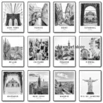 Paris New York Chicago Rome Architecture Travel Poster Black and White Canvas Printing Wall Art Picture for Room Home Decor