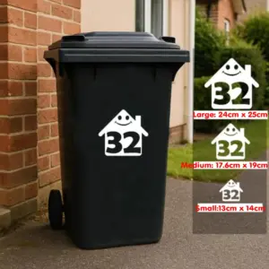 4Pcs Cartoon Cute House Number Vinyl Stickers Custom House Number Wheelie Bin Stickers DIY Container Removable