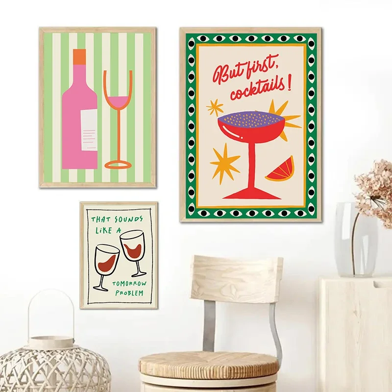 Retro Cocktail Mojito Wine Club Canvas Print Minimalist Bar Drink Food Wall Art Nordic Poster for Living Room Kitchen Home Decor - Image 4