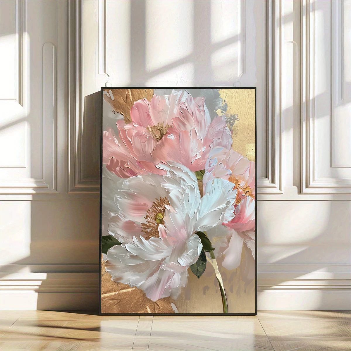 Modern Abstract Gold leaf Floral Wall Art, Canvas Print Posters, Home Living Room, Bedroom Decor, No Framed - Image 2