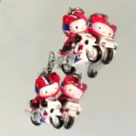 Japanese Kawaii Charms Motorcycle Rider Hello Kitty Bag Pendant Accessories Korean Fashion Hello Kitty Keychain Pendant Gift