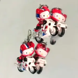 Japanese Kawaii Charms Motorcycle Rider Hello Kitty Bag Pendant Accessories Korean Fashion Hello Kitty Keychain Pendant Gift