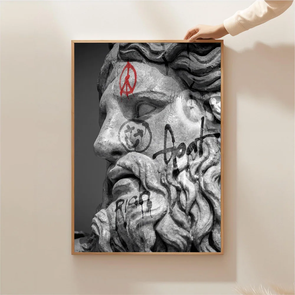 David Sculpture Graffiti Wall Art Poster Zeus Street Canvas Art Prints Apollo Wall Decor Picture David Sculpture Canvas Painting - Image 4