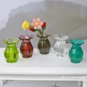 Dollhouse Miniature Accessories Mini Resin Vase Simulation Flower Arrangement Model Toys Doll House Decoration