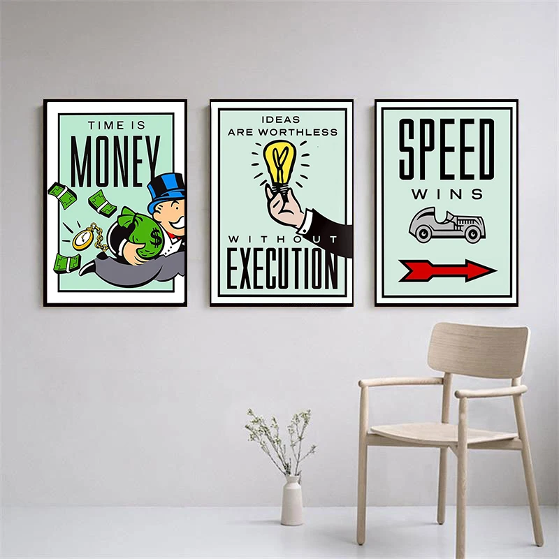 Monopoly Millionaire Money Canvas Poster Print Inspirational Quote Canvas Painting Wall Art Pictures for Living Room Home Decor - Image 2