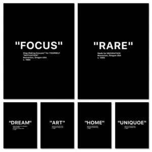 Modern Hype Black and White Minimalist Quotes HD Poster Canvas Prints Motivation Inspired Wall Decor Office Home Room Decoration