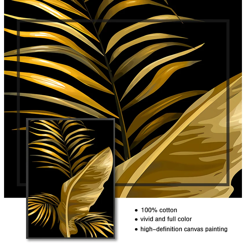 Posters and Prints for Living Room Decor Gold Plant Picture Home Decor Nordic Canvas Painting Wall Art Tropical Leaves - Image 5