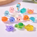 14PCS Luminous Mini Marine Animal Glow in The Dark Tiny Turtle Seal Figurines for Garden Miniature Moss Landscape Decoration