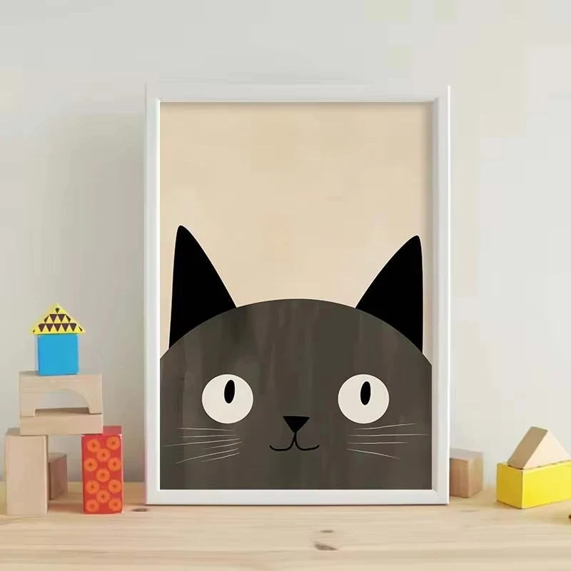 Minimalist Cute Cat Art Poster Modern Cartoon Animal Canvas Painting Printing Home Bedroom Living Room Kids Room Decoration - Image 4
