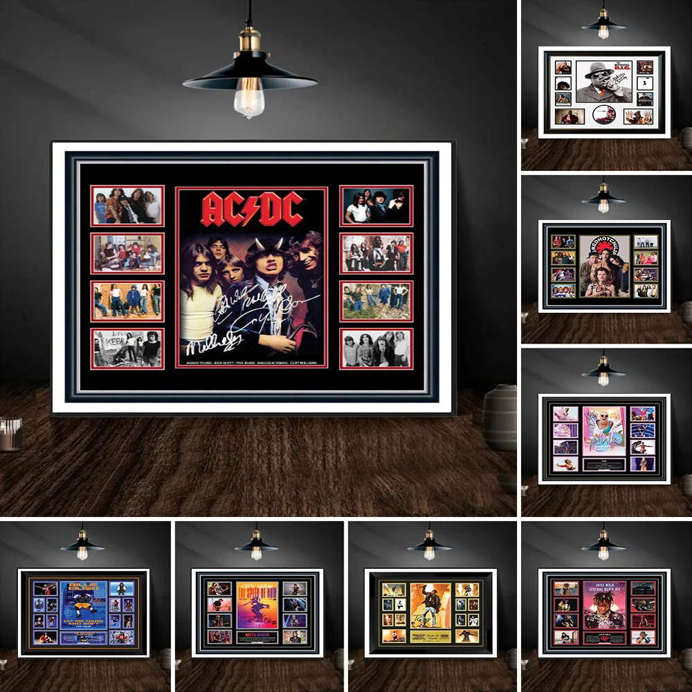 Pop Singer Signature Record Art Posters Print Classic Rock Band Photo Signature Canvas Painting Living Room Wall Home Decoration