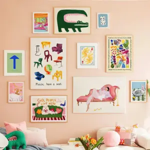 Crocodile Fish Chair Sofa Colorful Life Abstract Lines Posters Prints Canvas Painting Wall Art Pictures Living Room Home Decor