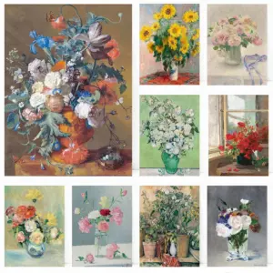 Floral Blush Pink Roses Crystal Vase Manet Van Gogh Flowers Poster Print Wall Art Pictures Canvas Painting Room Home Decor Gift