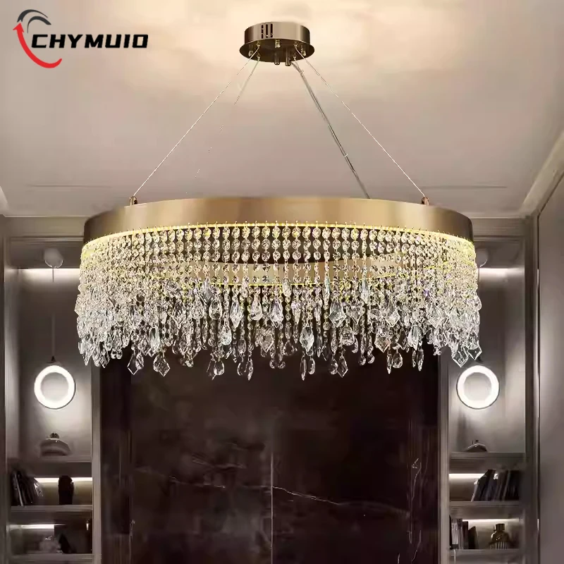 Modern Simple Luxury Crystal LED Ceiling Chandelier for Living Dining Room Kitchen Pendant Light Luster Home Decor Bedroom Lamp