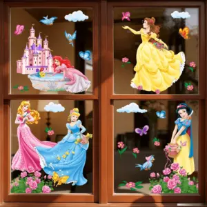 3pcs Disney Princess Enchanted Castle Wall Sticker Set,suitable for bedroom, playroom, kids' room, a lovely gift for Disney fans