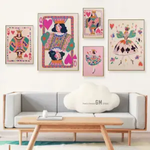 1pc Colorful Queen of Hearts Playing Card Art Poster Fashion Minimalist Playing Card Teenage Trend Home College Style Dorm Decor