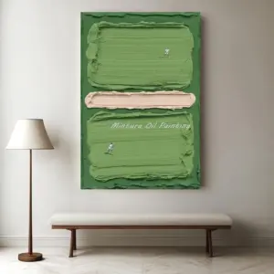 Mintura,Handpaintd Abstract Texture Green Tennis Court Oil Painting on Canvas,Modern 3D Knife Art Poster,Wall Picture,Home Decor