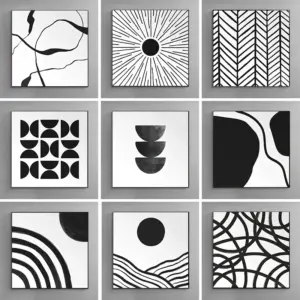 Wall Art Canvas Print Painting Posters Pictures Square Simple Black White Abstract Nordic Modern Porch Living Room Home Decor