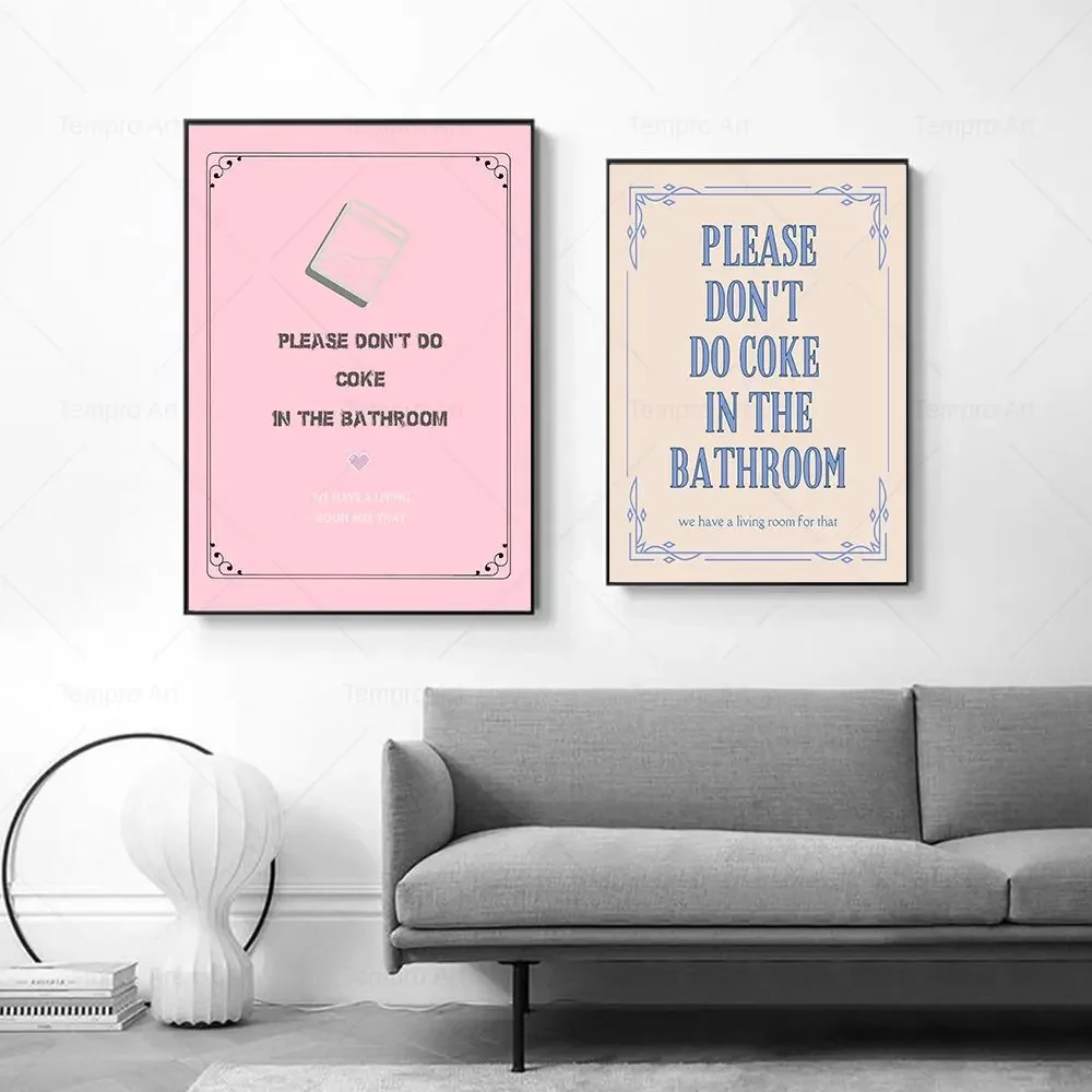 Please Don't Do Coke In The Bathroom Quotes Canvas Painting Nice Butt Print Funny Gift Sign Toilet Wall Art Poster Picture Decor - Image 2