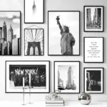 New York City Canvas Prints Statue of Liberty Posters and Prints Black and White Wall Art Pictures Living Room Decoration Pos