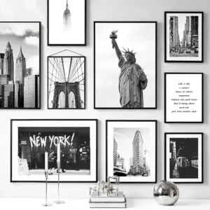 New York City Canvas Prints Statue of Liberty Posters and Prints Black and White Wall Art Pictures Living Room Decoration Pos