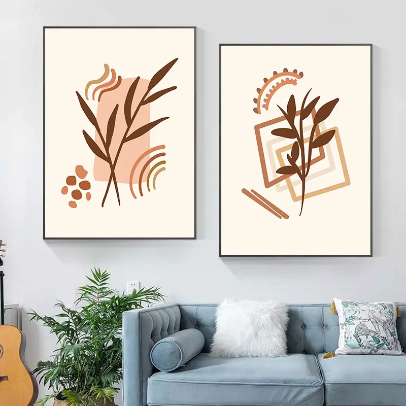 Abstract Plant Leaves Canvas Art Poster Prints Simple Color Block Wall Decorative Picture for Living Room Bedroom Office - Image 4