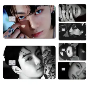 Korea E-Euphoria J-Jungkook-K-KPOP Anmie 4pcs 1Set Sticker Film Skin Cover For Credit Card Debit Bank Card Front