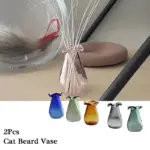 2Pcs Mini Cat Whisker Vases Glass Cats Whiskers Holder Miniature Flower Jars Holding Cat Whiskers Or Small Flowers Home Decor