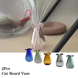 2Pcs Mini Cat Whisker Vases Glass Cats Whiskers Holder Miniature Flower Jars Holding Cat Whiskers Or Small Flowers Home Decor