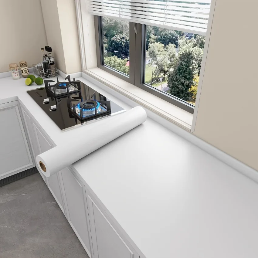 60CM Peel and Stick Vinyl Wallpaper Matte Black Gray White Removable Thick Contact Paper for Walls Kitchens Countertops Cabinets - Image 6