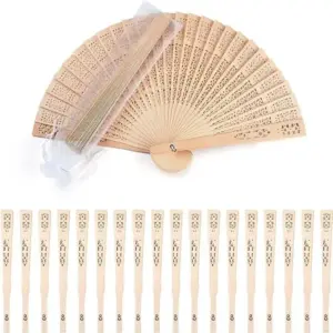 20/60 Pieces of Personalized Carved Wood Folding Hand Fans Customized Wedding Party Gift Decor Bridal Shower Gift with Eugen Bag