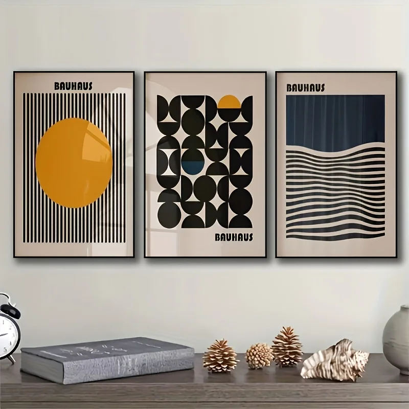 Minimalist Bauhaus Canvas Print Retro Mid-century Geometric Exhibition Wall Art Poster for Modern Living Room Bedroom Home Decor - Image 3