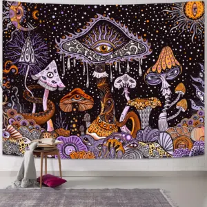 Hallucinogenic flower mushrooms Digital printing polyester wall hanging tapestry decorative Living room Office background gift