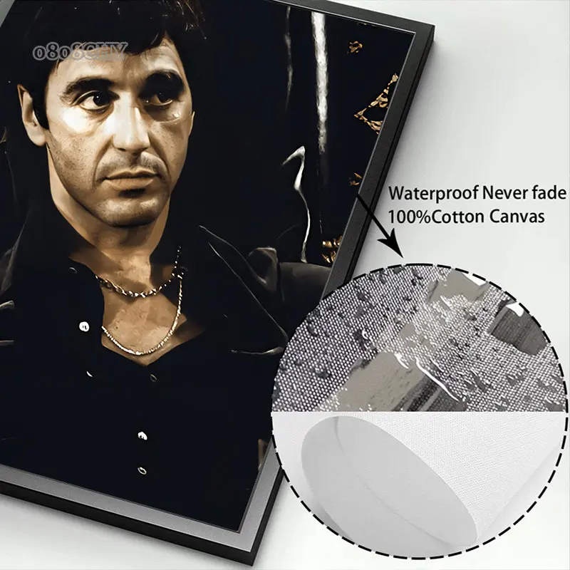 Movie Scarface Portrait Luxury Art Canvas Painting Prints Poster Cool Character Wall Art Picture for Modern Living Room Decor - Image 3